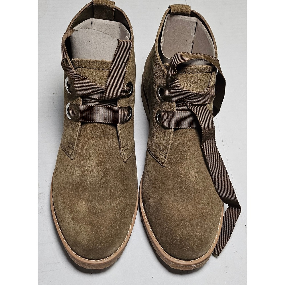 Isaac Mizrahi Live IMZOE Olive Green Suede Ribbon Lace Desert Boots Womens 5M